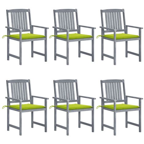 Sedie da Giardino con Cuscini 6 pz in Massello di Acacia Grigie vidaXL (1/5)