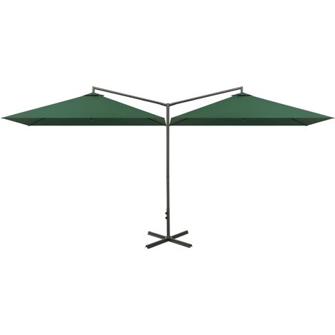 Ombrellone Doppio con Palo in Acciaio Verde 600x300 cm vidaXL