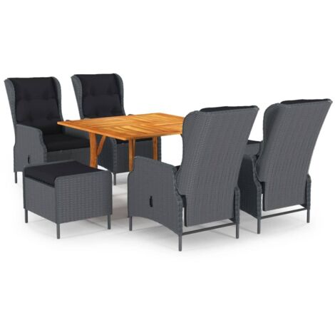 Set Mobili da Pranzo per Giardino 7 pz Grigio Scuro vidaXL (1/5)