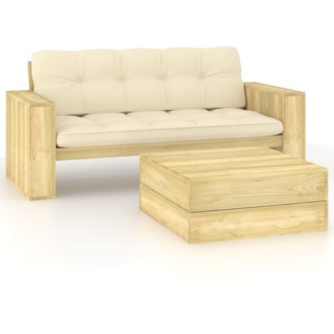 Set Divani da Giardino 2 pz con Cuscini Legno Pino Impregnato vidaXL (1/5)