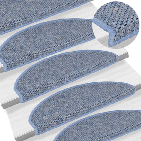 Tappeti Autoadesivi Scale Aspetto Sisal 15 pz 65x21x4 cm Blu vidaXL