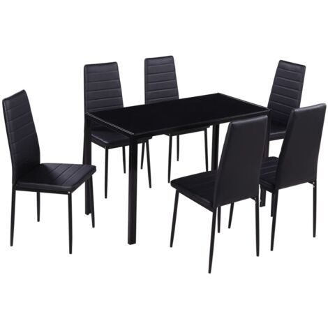 vidaXL Set Tavolo da Pranzo 7 pz Nero