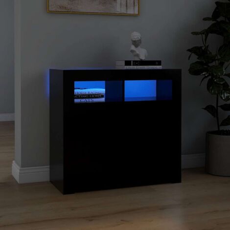 Vidaxl – Credenza nera con luci LED RGB 80x35x75 cm – Legno multistrato – Ampio spazio portaoggetti – Assemblaggio richiesto (1/6)