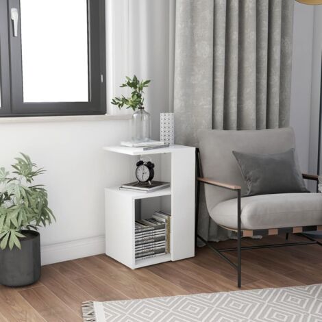 Vidaxl – Tavolino da salotto bianco 36x30x56 cm – Legno multistrato – Superficie stabile per bevande e libri – Facile da pulire con panno umido (1/5)