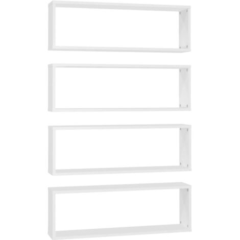 vidaXL Mensole Parete a Cubo 4pz Bianco 80x15x26,5cm Legno Multistrato
