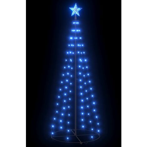 vidaXL Albero di Natale a Cono Decorato Blu con 100 LED 70x180 cm - Blu
