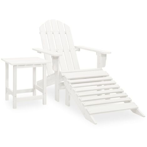 Sedia Adirondack con Ottomana e Tavolo in Abete Massello Bianco vidaXL
