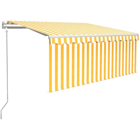 vidaXL Tenda Retrattile Automatica con Parasole 3,5x2,5m Gialla Bianca (1/5)