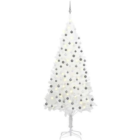 Albero di Natale Preilluminato con Palline Bianco 240 cm PVC vidaXL (1/5)