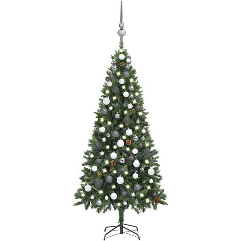 vidaXL Albero di Natale Preilluminato con Palline e Pigne 180 cm (1/5)