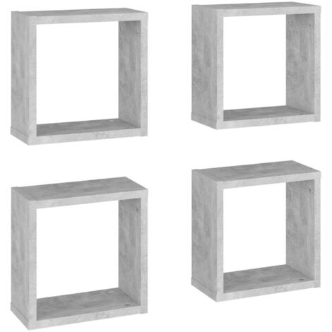 Mensole Parete a Cubo 4 pz Grigio Cemento 30x15x30 cm vidaXL