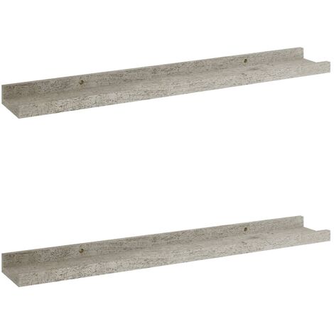 vidaXL Mensole da Parete 2 pz Grigio Cemento 60x9x3 cm