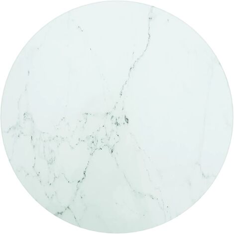 Piano per Tavolo Bianco Ø30x0,8 cm Vetro Temperato Design Marmo vidaXL