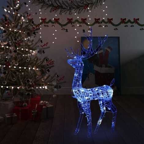 vidaXL Decorazione Natalizia in Acrilico Renna 140 LED 120 cm Blu