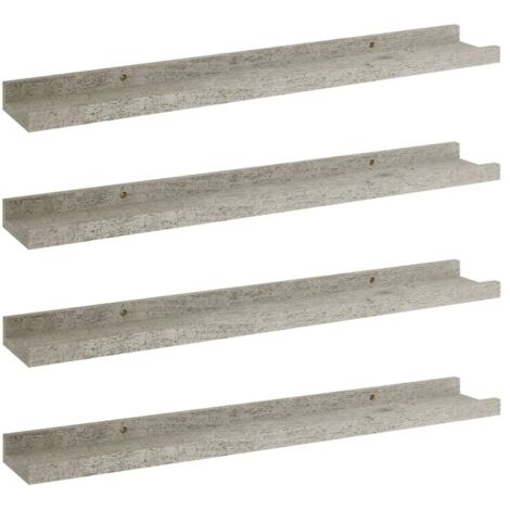 vidaXL Mensole da Parete 4 pz Grigio Cemento 60x9x3 cm