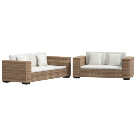 vidaXL Set Divani a 2 Posti e 3 Posti in Vero Rattan