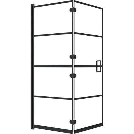Pannello Doccia Pieghevole in ESG 120x140 cm Nero vidaXL