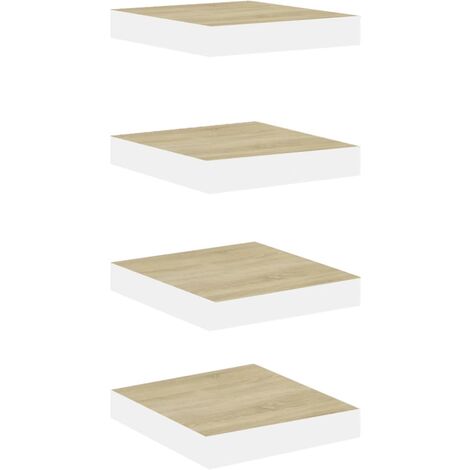 vidaXL Scaffali a Parete 4 pz Rovere e Bianco 23x23,5x3,8 cm in MDF