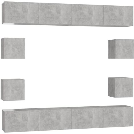 Set di Mobili Porta TV 8 pz Grigio Cemento in Legno Multistrato vidaXL (1/5)