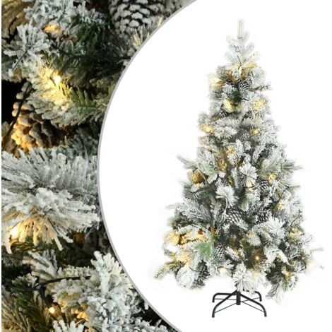 Albero di Natale Innevato Preilluminato Pigne 195cm in PVC e PE vidaXL (1/5)