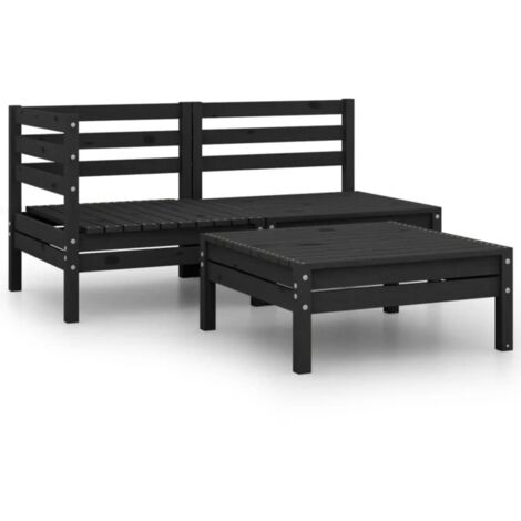 Set Divani da Giardino 3 pz in Legno Massello di Pino Nero vidaXL