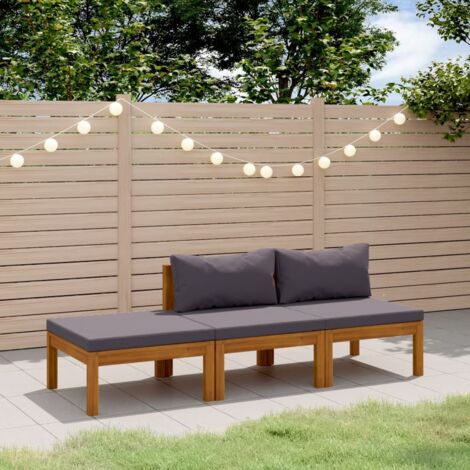 Set Divani da Giardino 3 pz con Cuscini in Massello di Acacia vidaXL