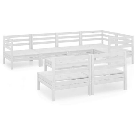 Set Salotto da Giardino 8 pz in Legno Massello di Pino Bianco vidaXL (1/5)