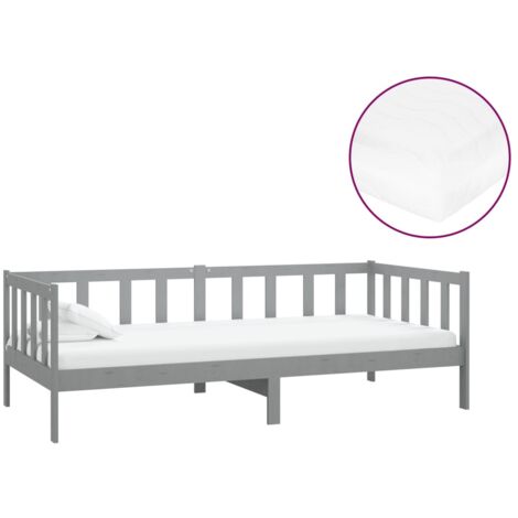 Divano Letto con Materasso 90x200 cm Grigio in Legno di Pino vidaXL (1/5)