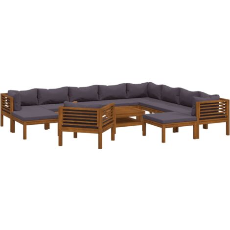 vidaXL Set Divani da Giardino 12 pz con Cuscini in Massello di Acacia