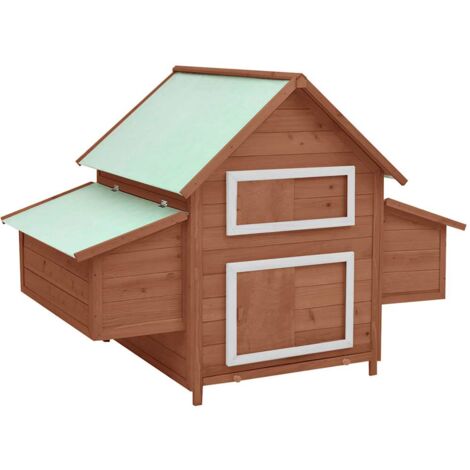 vidaXL Pollaio Moka e Bianco 150x96x110 cm Legno Massello di Abete