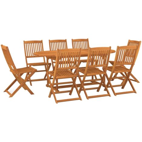 vidaXL Set da Pranzo da Giardino 9pz 180x90x75cm Legno Massello Acacia