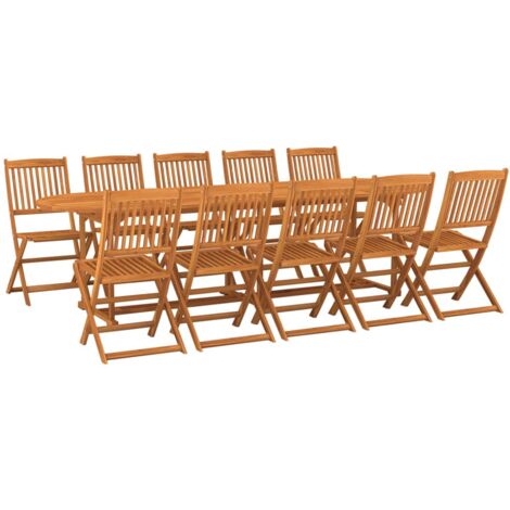 Set da Pranzo da Giardino 11 pz 280x90x75 cm Massello di Acacia vidaXL