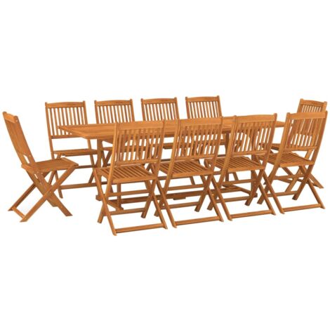 Set da Pranzo da Giardino 11 pz 220x90x75 cm Massello di Acacia vidaXL