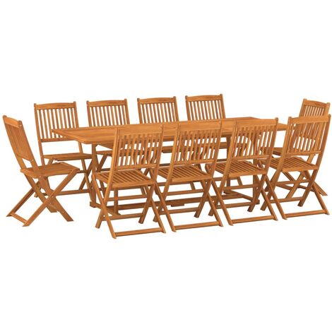 Set da Pranzo da Giardino 11 pz 220x90x75 cm Massello di Acacia vidaXL