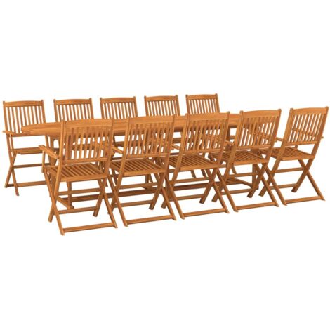 Set da Pranzo da Giardino 11 pz 280x90x75 cm Massello di Acacia vidaXL