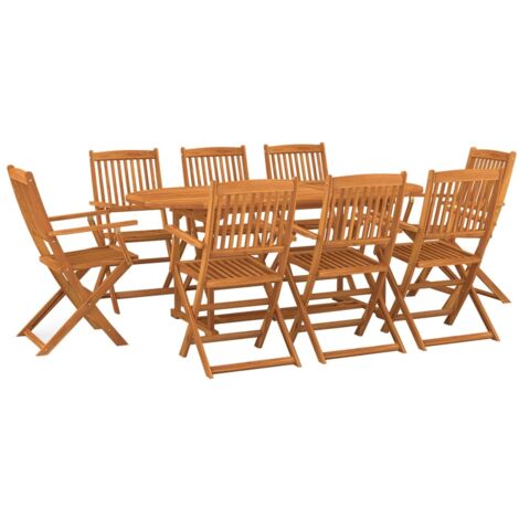 vidaXL Set da Pranzo da Giardino 9pz 180x90x75cm Legno Massello Acacia