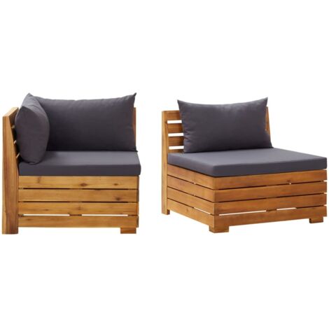 Set Divani da Giardino 2 pz con Cuscini in Massello di Acacia vidaXL