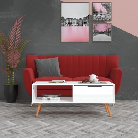 Tavolino Salotto Bianco Lucido 100x49,5x43 cm Legno Multistrato vidaXL (1/5)