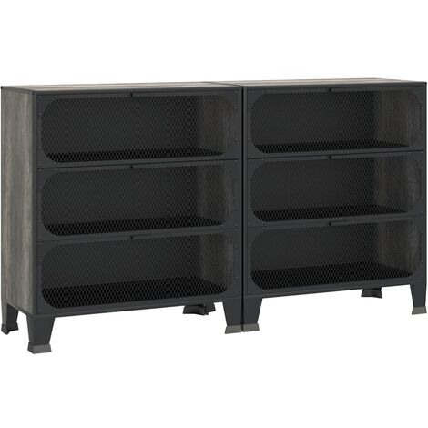Armadi Portaoggetti 2 pz Grigi 72x36x82 cm Metallo e MDF vidaXL (1/5)