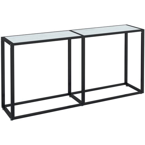 Tavolo Consolle Bianco Marmo 160x35x75,5 cm in Vetro Temperato vidaXL (1/5)