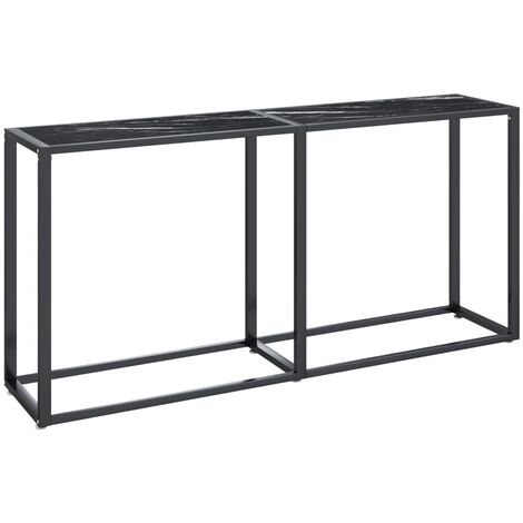 vidaXL Tavolo Consolle Nero Marmo 160x35x75,5 cm in Vetro Temperato