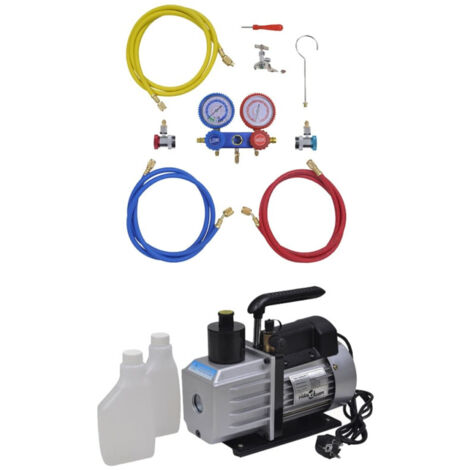 Kit Pompa di Aspirazione 50 L/min con Manometro a 2 Vie vidaXL