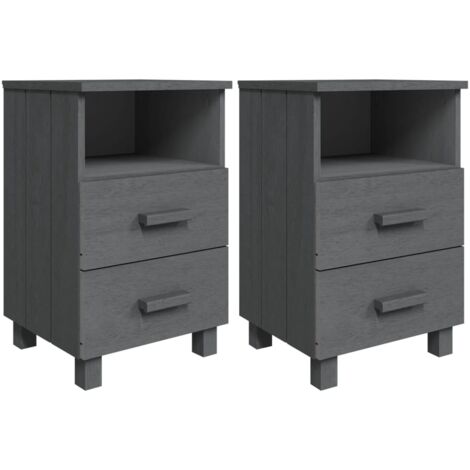 Comodini HAMAR 2 pz Grigio Scuro 40x35x62 cm in Legno di Pino vidaXL (1/5)