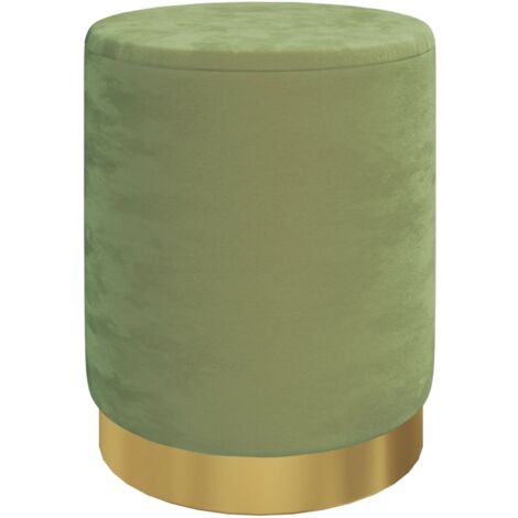 Sgabello Rotondo con Contenitore Verde Senape in Velluto 31 x 37 cm vidaXL