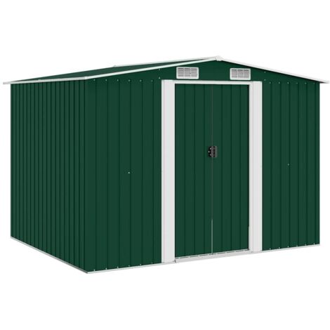 vidaXL Capanno per Attrezzi in Metallo Verde 257x205x178 cm (1/5)