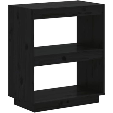 vidaXL Libreria Nera 60x35x71 cm in Legno Massello di Pino