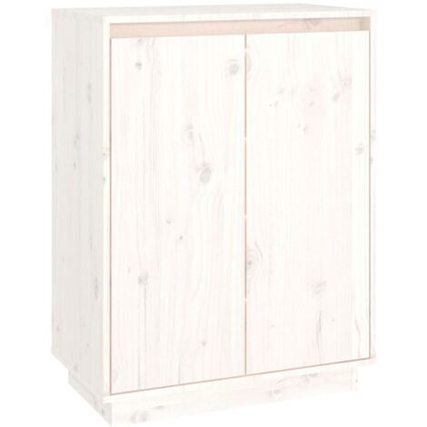 Scarpiera Bianca 60x35x80 cm in Legno Massello di Pino vidaXL