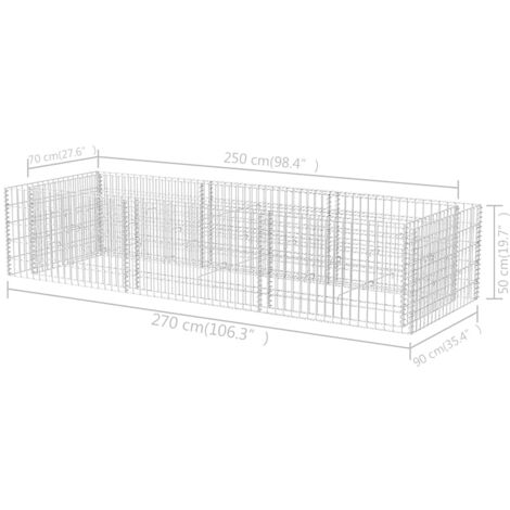 vidaXL Gabbione Fioriera in Acciaio 270x90x100 cm Muro di Recinzione Giardino vidaXL Gabbione Fioriera in Acciaio 270x90x100 cm Muro di Recinzione Giardino