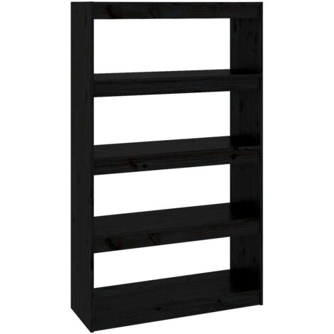 Libreria/Divisorio Nero 80x30x135,5cm in Legno Massello di Pino vidaXL