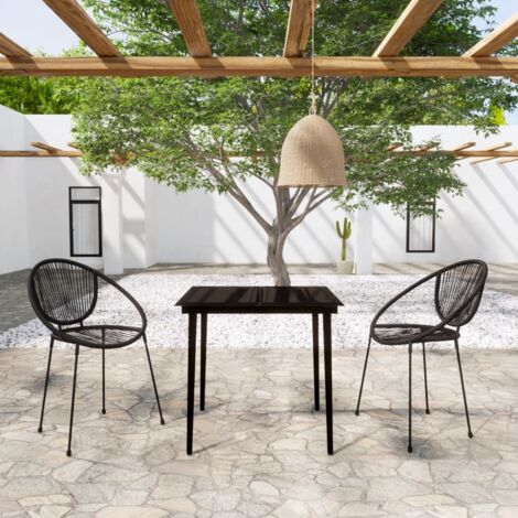 Set Mobili da Pranzo per Giardino 3 pz Nero vidaXL (1/5)